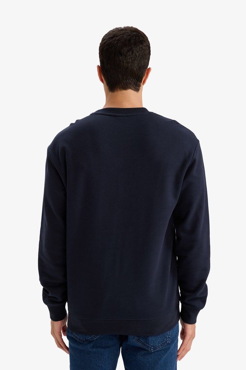 DeFacto Blue Man Regular Fit Cotton Basic Sweatshirt Casual - Image 5